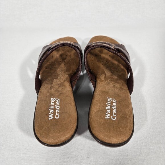 Y2K Vintage WALKING CRADLES Brown Leather Strappy Wedge Heels Sandals Size 8B. - Picture 15 of 17
